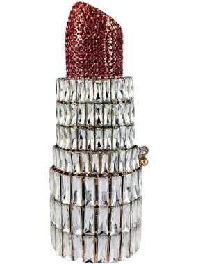 Glam Mini Lipstick Crystal Clutch Bag | Rhinestone Evening Purse for Parties